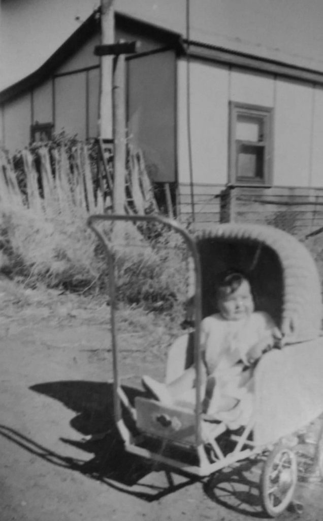 Irene, in front of house at Berno's property c 1953